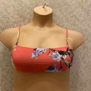 TiniBikini Vibrant Coral and Purple Floral Bikini Top